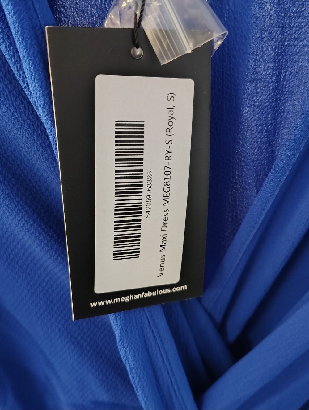 Nwt Meghan LA Los Angeles Dress M Royal Blue V-Neck Self Tie Wrap Maxi Small - Picture 7 of 7